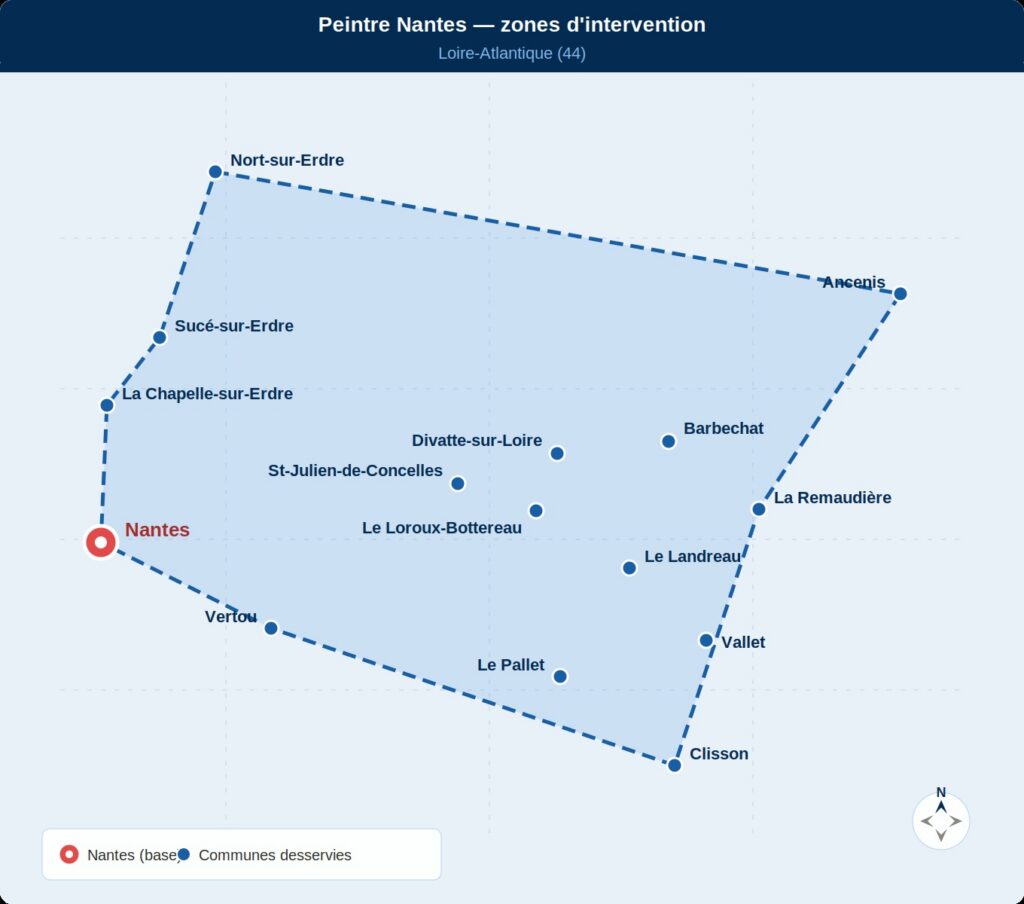 Carte de la zone d'intervention de Carmin Déco